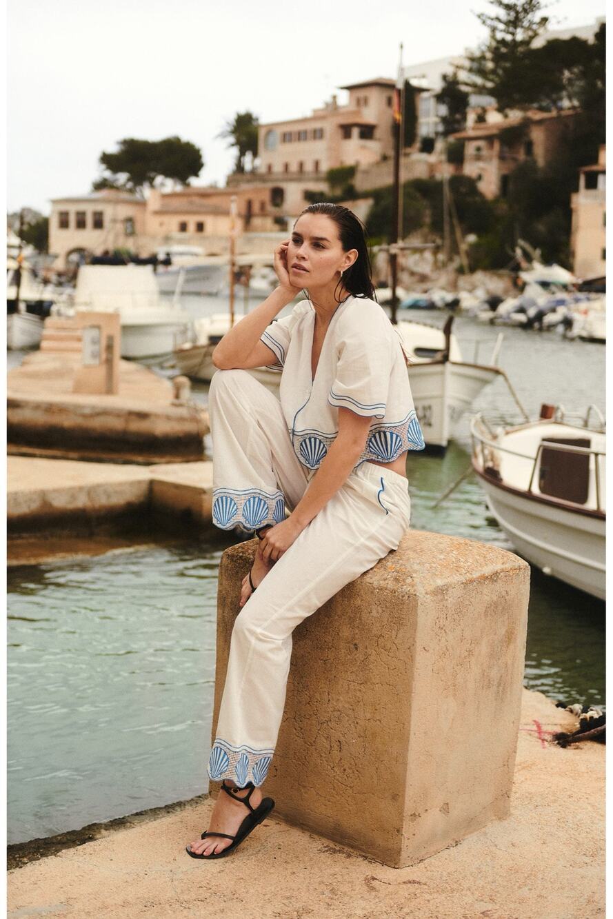 Rails Tildi Shell Embroidered Cotton & Linen Pants